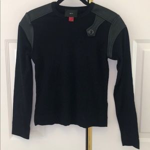 Spy Black Long Sleeve tee with Leather Patches